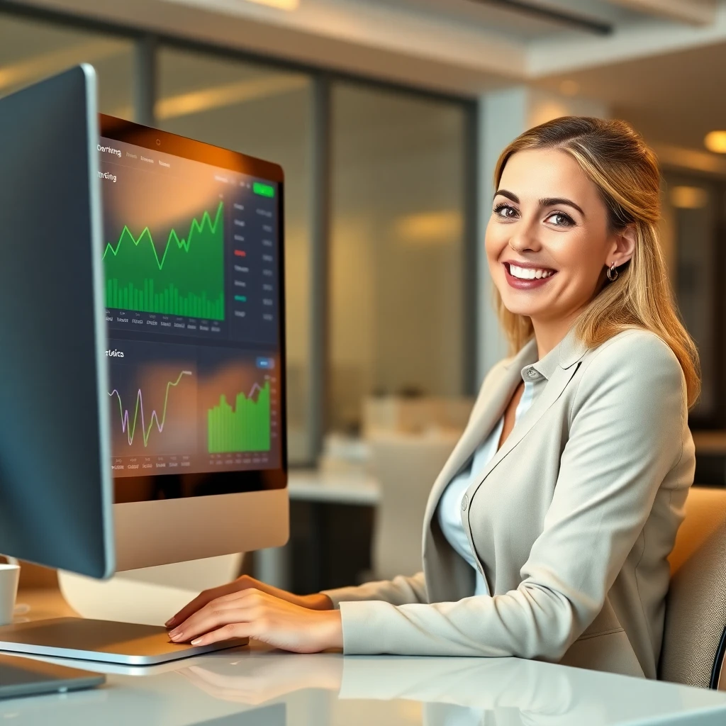Happy software business owner