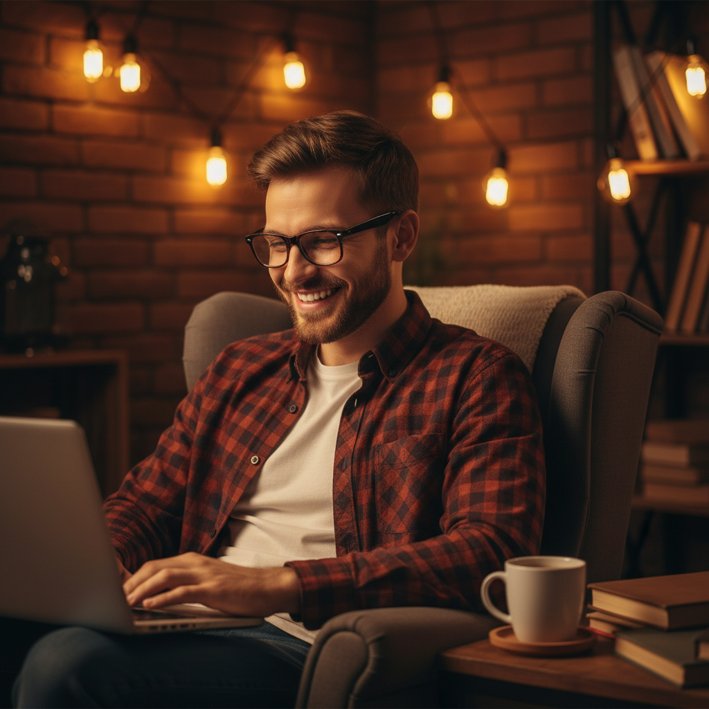 Happy software seller seeing revenue grow