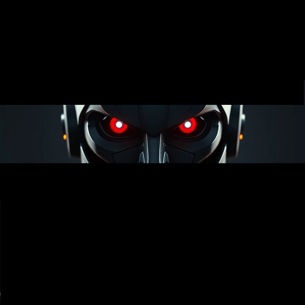 Intimidating photorealistic robot representing the challenge of AI